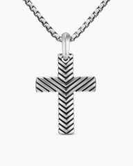 Chevron Cross Pendant in Sterling Silver, 36mm
