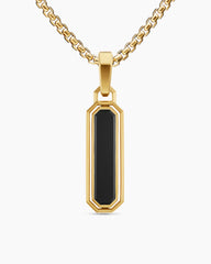 Streamline® Inlay Amulet in 18K Yellow Gold with Black Onyx and Malachite, 30.7mm