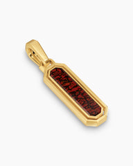 Streamline® Inlay Amulet in 18K Yellow Gold with Red Agate and Meteorite, 30.7mm