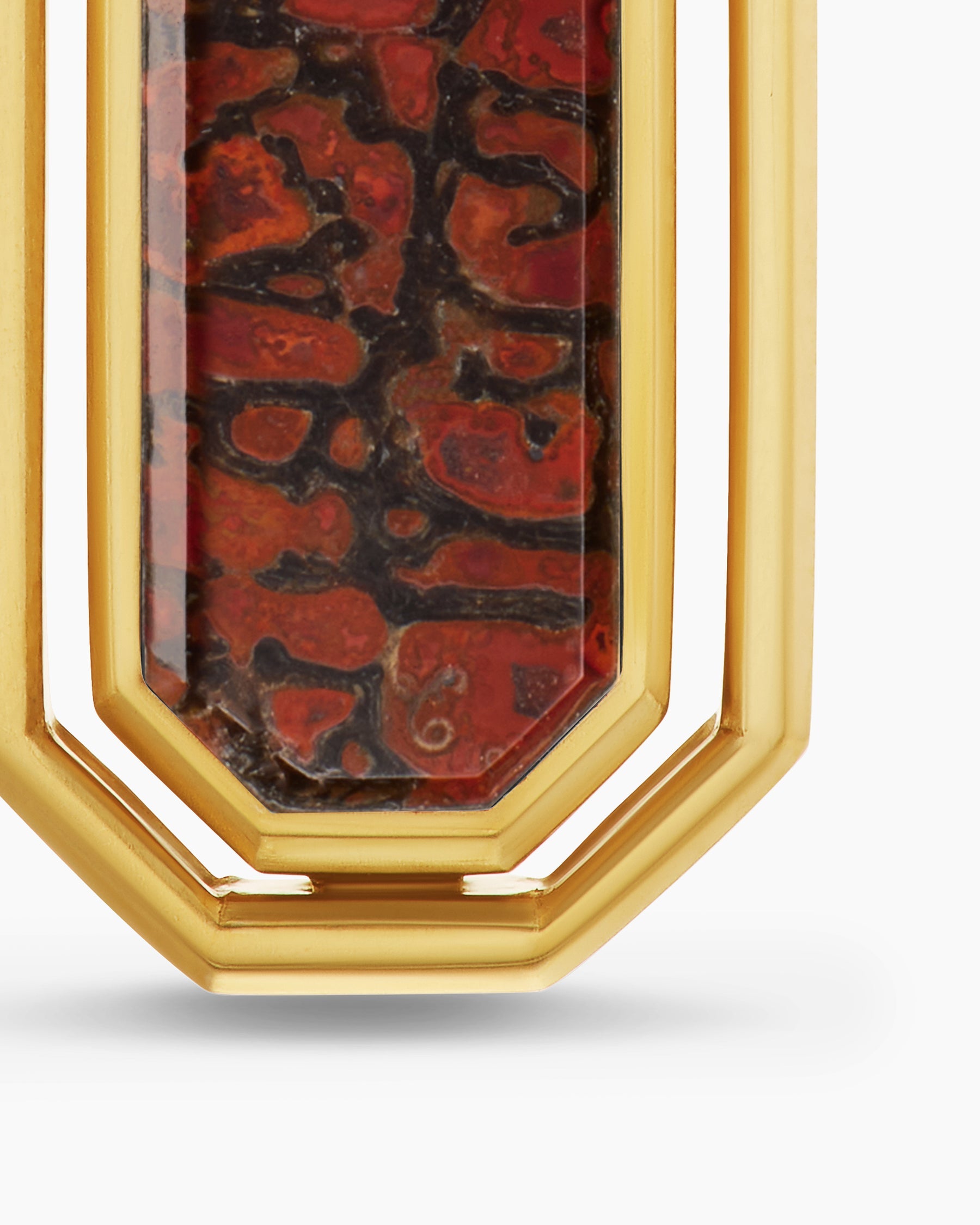 Streamline® Inlay Amulet in 18K Yellow Gold with Red Agate and Meteorite, 30.7mm