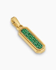 Streamline® Inlay Amulet in 18K Yellow Gold with Malachite and Emeralds, 30.7mm