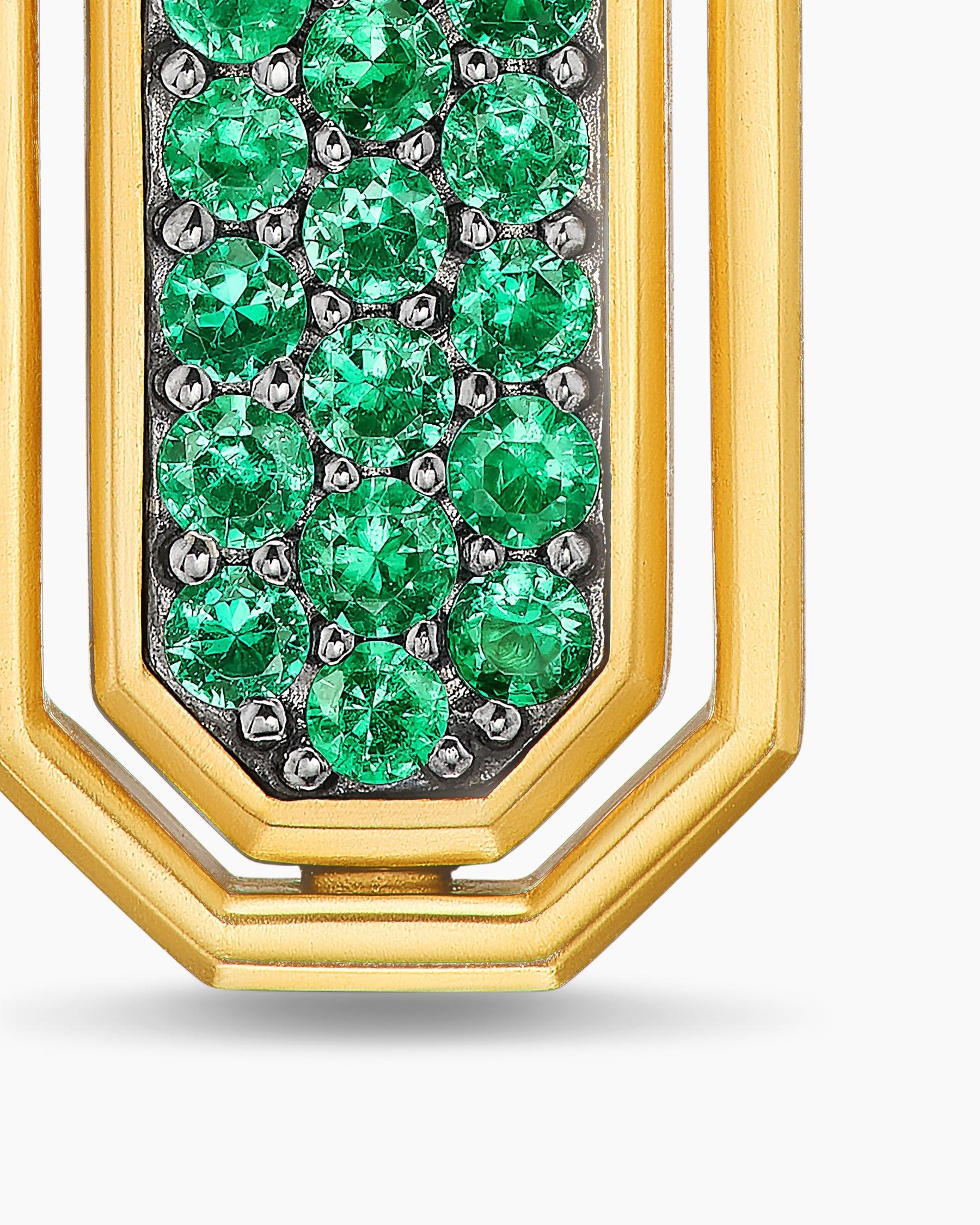 Streamline® Inlay Amulet in 18K Yellow Gold with Malachite and Emeralds, 30.7mm