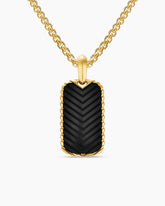 Chevron Tag in 18K Yellow Gold with Black Onyx, 27mm