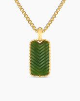 Chevron Tag in 18K Yellow Gold with Nephrite Jade, 27mm