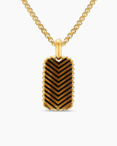 Chevron Tag in 18K Yellow Gold with Tiger's Eye, 27mm