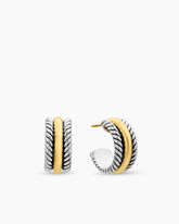 Cable Collectibles® Huggie Hoop Earrings in Sterling Silver with 14K Yellow Gold, 15.6mm
