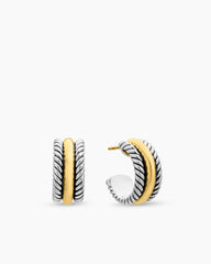Cable Collectibles® Huggie Hoop Earrings in Sterling Silver with 14K Yellow Gold, 15.6mm