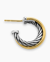 Crossover Hoop Earrings in Sterling Silver with 18K Yellow Gold, 17mm