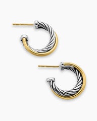 Crossover Hoop Earrings in Sterling Silver with 18K Yellow Gold, 17mm