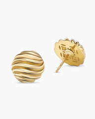 Sculpted Cable Stud Earrings in 18K Yellow Gold, 14mm