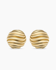 Sculpted Cable Stud Earrings in 18K Yellow Gold, 14mm