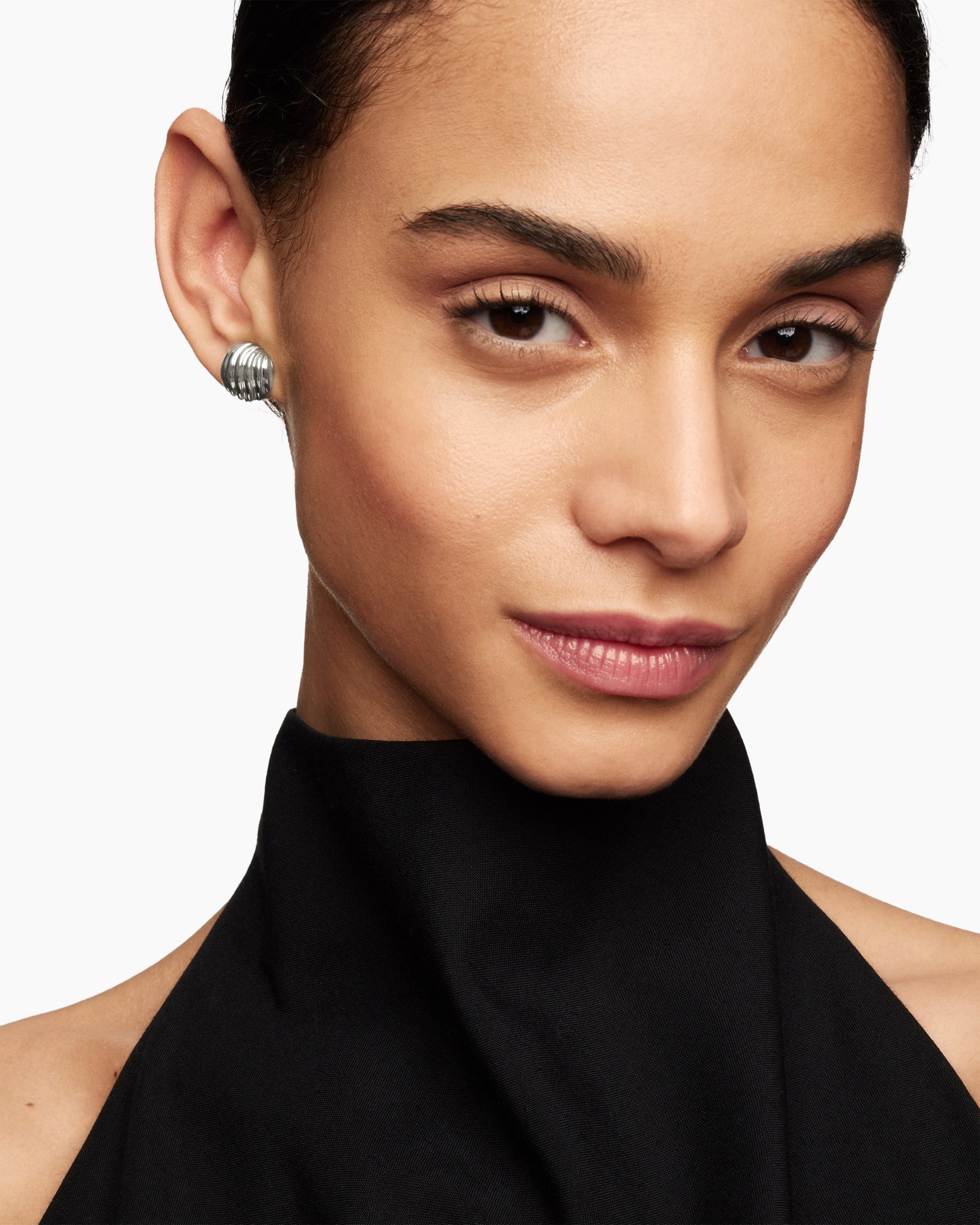Sculpted Cable Stud Earrings in Sterling Silver, 14mm