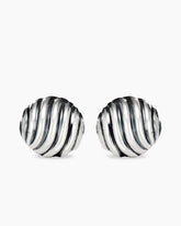 Sculpted Cable Stud Earrings in Sterling Silver, 14mm