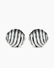 Sculpted Cable Stud Earrings in Sterling Silver, 14mm