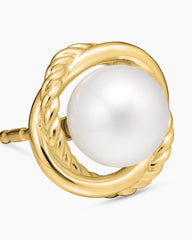 Crossover Infinity Pearl Stud Earrings in 18K Yellow Gold with Pearls, 10mm