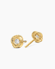 Infinity Stud Earrings in 18K Yellow Gold with Diamonds, 6.8mm