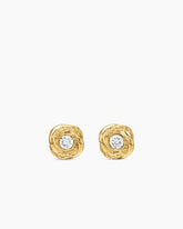 Infinity Stud Earrings in 18K Yellow Gold with Diamonds, 6.8mm