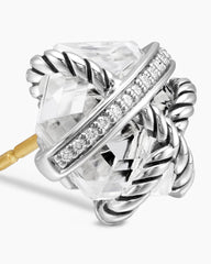 Cable Wrap Stud Earrings in Sterling Silver with Crystal and Diamonds, 11mm