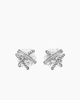 Cable Wrap Stud Earrings in Sterling Silver with Crystal and Diamonds, 11mm