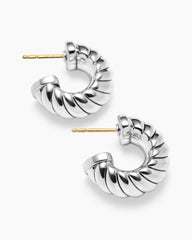 Sculpted Cable Shrimp Earrings in Sterling Silver, 20.5mm