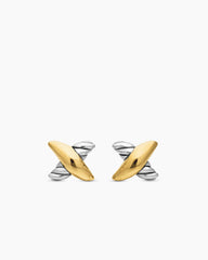 Petite X Stud Earrings in Sterling Silver with 18K Yellow Gold, 7.5mm