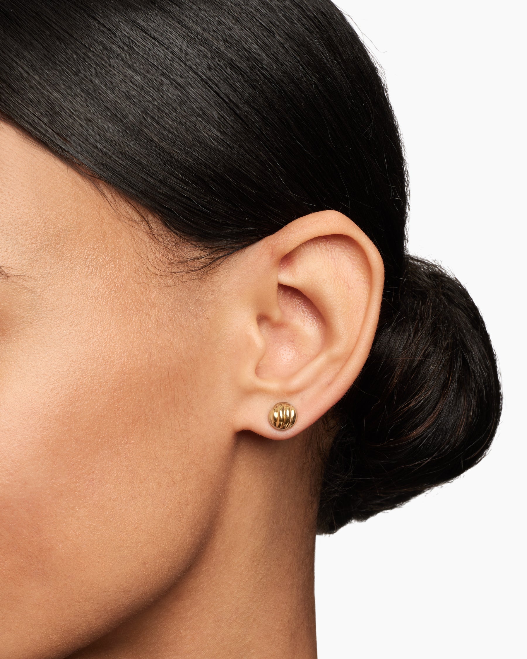 Sculpted Cable Stud Earrings in 18K Yellow Gold, 8mm