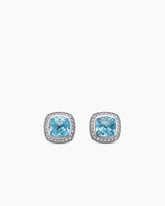 Albion® Stud Earrings in Sterling Silver with Blue Topaz and Diamonds, 7mm