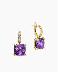 Chatelaine® Drop Earrings in 18K Yellow Gold with Amethyst and Diamonds, 11mm