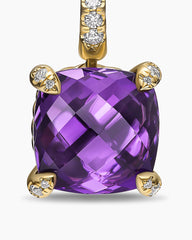 Chatelaine® Drop Earrings in 18K Yellow Gold with Amethyst and Diamonds, 11mm