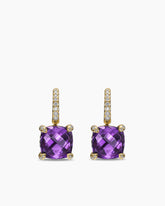 Chatelaine® Drop Earrings in 18K Yellow Gold with Amethyst and Diamonds, 11mm