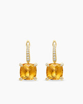 Chatelaine® Drop Earrings in 18K Yellow Gold with Citrine and Diamonds, 11mm