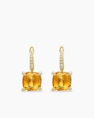 Chatelaine® Drop Earrings in 18K Yellow Gold with Citrine and Diamonds, 11mm