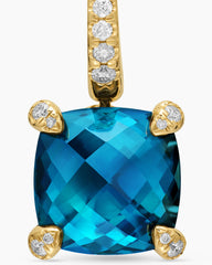 Chatelaine® Drop Earrings in 18K Yellow Gold with Hampton Blue Topaz and Diamonds, 11mm