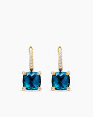 Chatelaine® Drop Earrings in 18K Yellow Gold with Hampton Blue Topaz and Diamonds, 11mm