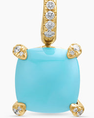 Chatelaine® Drop Earrings in 18K Yellow Gold with Turquoise and Diamonds, 11mm