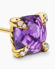 Chatelaine® Stud Earrings in 18K Yellow Gold with Amethyst and Diamonds, 8mm