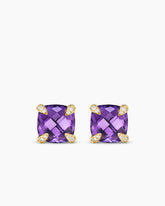 Chatelaine® Stud Earrings in 18K Yellow Gold with Amethyst and Diamonds, 8mm
