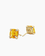 Chatelaine® Stud Earrings in 18K Yellow Gold with Citrine and Diamonds, 8mm