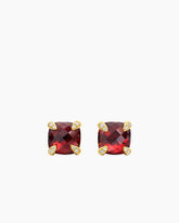 Chatelaine® Stud Earrings in 18K Yellow Gold with Garnet and Diamonds, 8mm