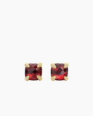 Chatelaine® Stud Earrings in 18K Yellow Gold with Garnet and Diamonds, 8mm