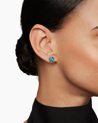 Chatelaine® Stud Earrings in 18K Yellow Gold with Hampton Blue Topaz and Diamonds, 8mm