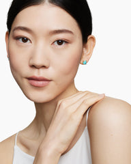 Chatelaine® Stud Earrings in 18K Yellow Gold with Turquoise and Diamonds, 8mm