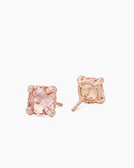 Chatelaine® Stud Earrings in 18K Rose Gold with Morganite and Diamonds, 8mm