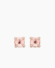 Chatelaine® Stud Earrings in 18K Rose Gold with Morganite and Diamonds, 8mm