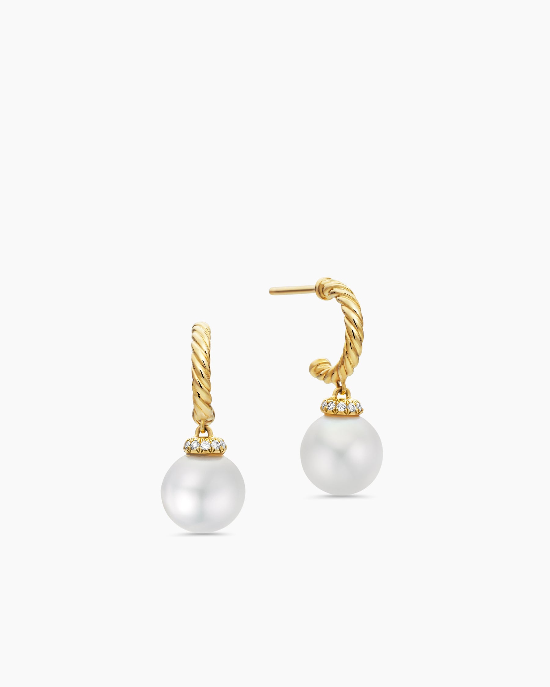 Solari Drop Earrings in 18K Yellow Gold with Pearls and Diamonds, 22mm
