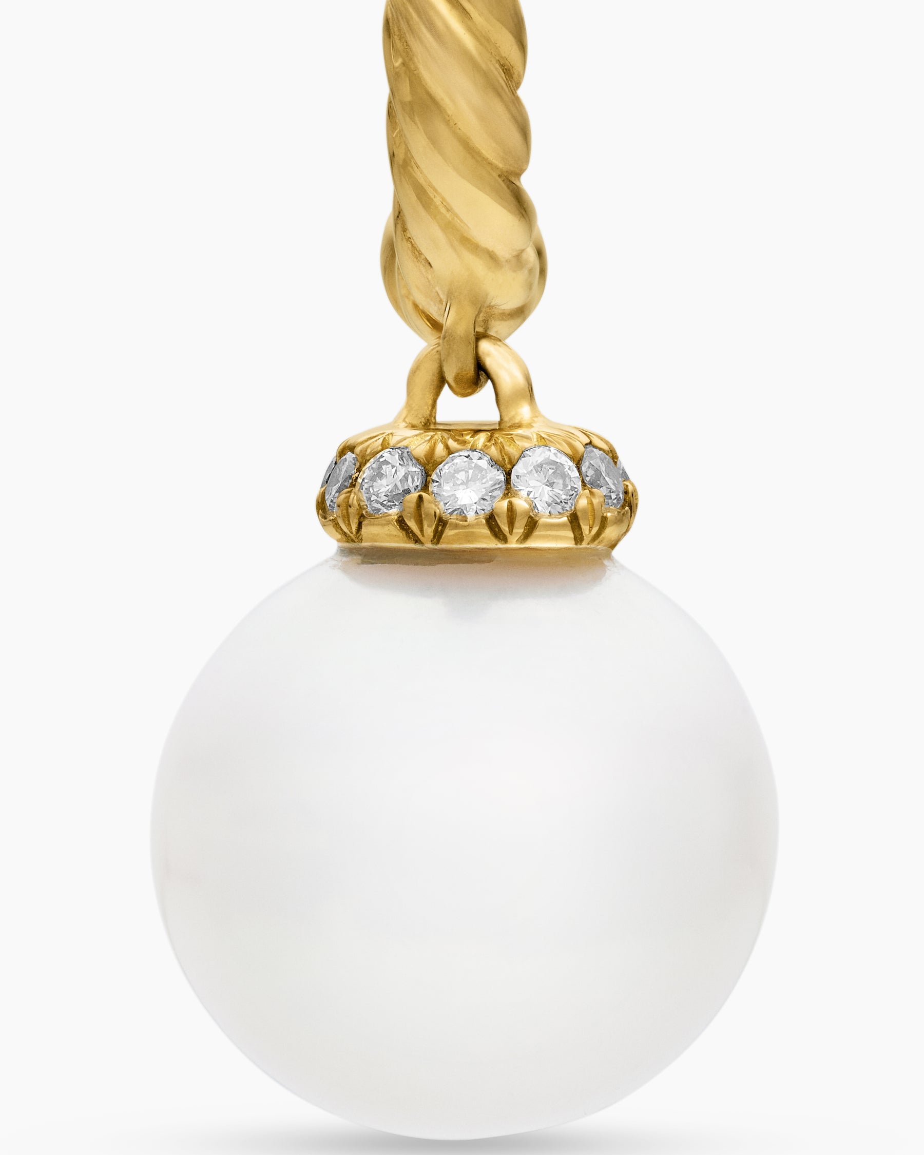 Solari Drop Earrings in 18K Yellow Gold with Pearls and Diamonds, 22mm