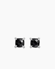 Chatelaine® Stud Earrings in Sterling Silver with Black Onyx and Diamonds, 9mm