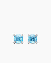 Chatelaine® Stud Earrings in Sterling Silver with Blue Topaz and Diamonds, 9mm