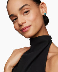 Chatelaine® Stud Earrings in Sterling Silver with Hampton Blue Topaz and Diamonds, 9mm