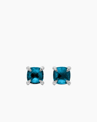 Chatelaine® Stud Earrings in Sterling Silver with Hampton Blue Topaz and Diamonds, 9mm